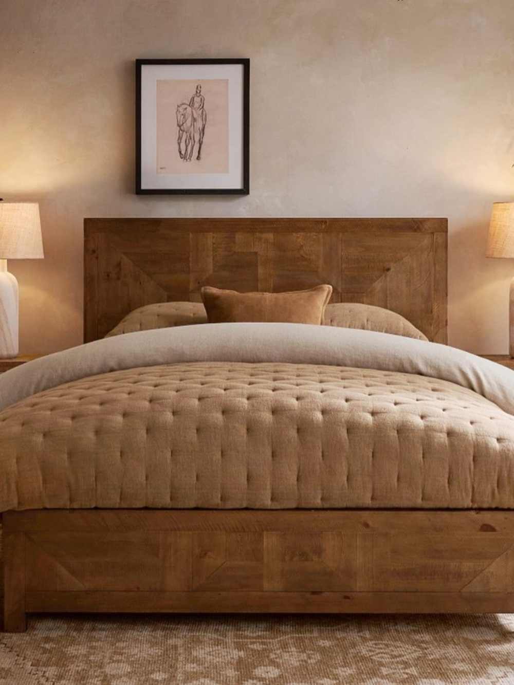 Pottery Barn Tan Quilted Tufted Comforter KING